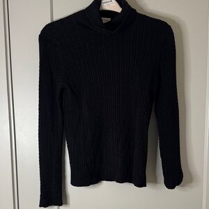 Jones New York Black Cable Knit Turtleneck Sweater